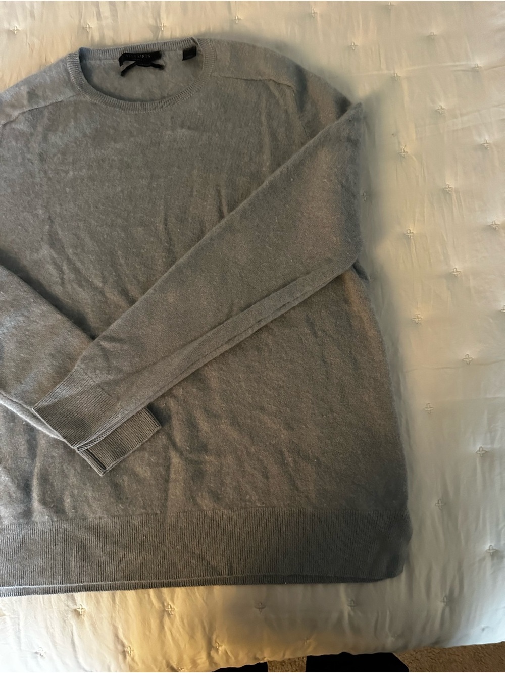 AllSaints 100% Cashmere Crewneck Sweater Grey Size M - Picture 3 of 6